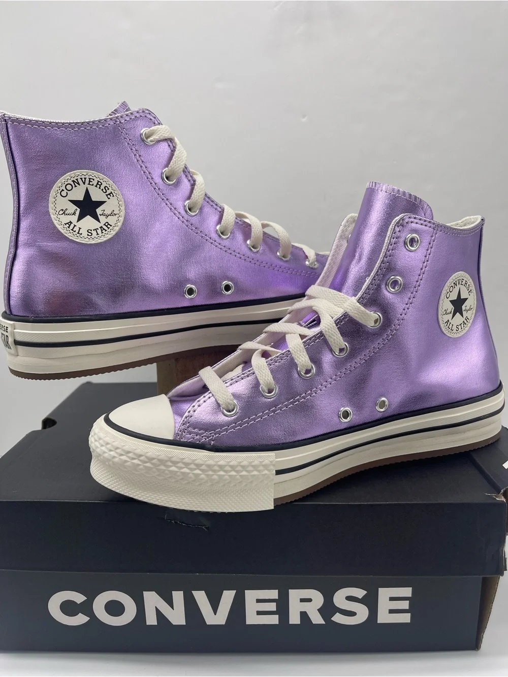 Converse CTAS EVA LIFT HI PURPLE/EGRET/BLACK A13449C Platform Sneakers